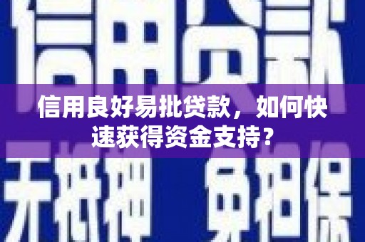 遂宁信用良好易批贷款，如何快速获得资金支持？