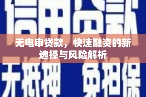 鹤庆无电审贷款，快速融资的新选择与风险解析