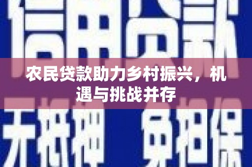 南充农民贷款助力乡村振兴，机遇与挑战并存