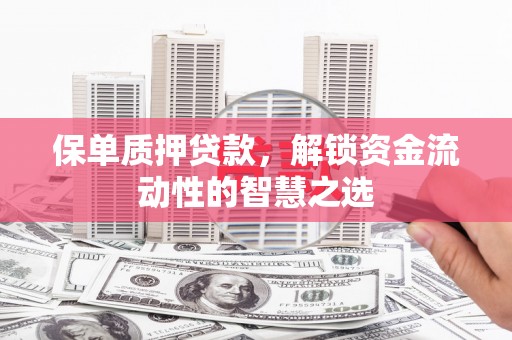 甘孜保单质押贷款，解锁资金流动性的智慧之选